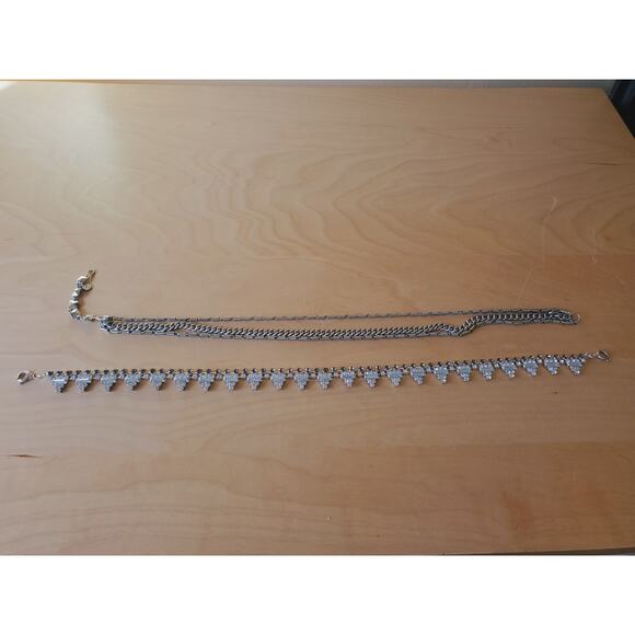 $199 Stella & Dot White Crystals Multi Strand Necklace – Silver Tone 5-in-1 - Picture 4 of 6